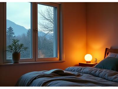 A tranquil bedroom scene with soft lighting, symbolizing relaxation and sleep prep.