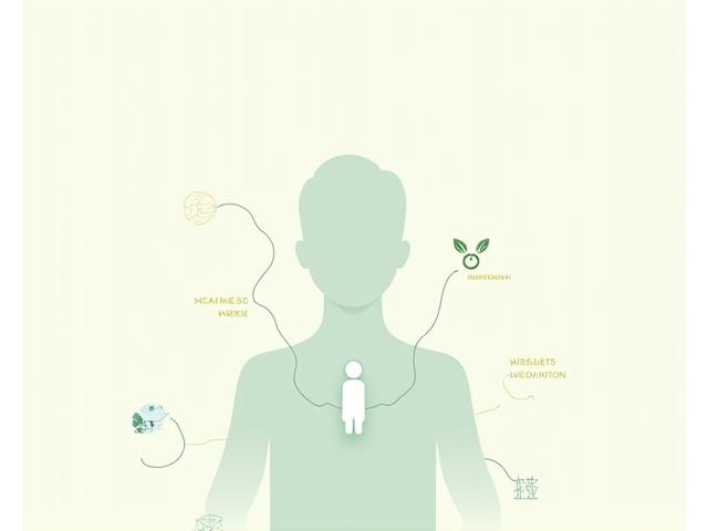 Illustration of a personalized wellness plan with interconnected elements like a leafy green branch, a running shoe, a water droplet, and a meditation symbol, all centered around a person's silhouette.