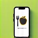 Smartphone icon with a food logging app interface.